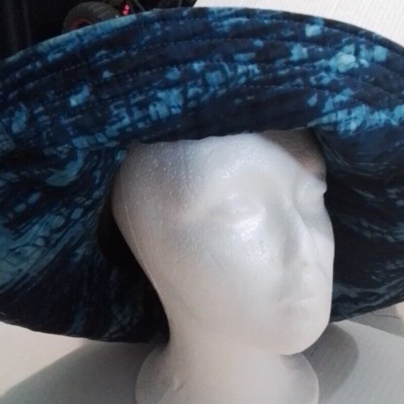 Blues Roses One Of A Kind Silk Washable Hat Large Rim That Stays Up K - Picture 13 of 16